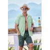 imageCOOFANDY Mens Short Sleeve Casual Button Down Shirts Textured Summer Beach Shirt with PocketLight Green