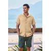 imageCOOFANDY Mens Short Sleeve Casual Button Down Shirts Textured Summer Beach Shirt with PocketLight Khaki