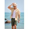 imageCOOFANDY Mens Short Sleeve Casual Button Down Shirts Textured Summer Beach Shirt with PocketLight Khaki