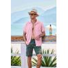 imageCOOFANDY Mens Short Sleeve Casual Button Down Shirts Textured Summer Beach Shirt with PocketLight Pink