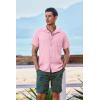 imageCOOFANDY Mens Short Sleeve Casual Button Down Shirts Textured Summer Beach Shirt with PocketLight Pink