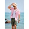 imageCOOFANDY Mens Short Sleeve Casual Button Down Shirts Textured Summer Beach Shirt with PocketLight Pink