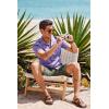 imageCOOFANDY Mens Short Sleeve Casual Button Down Shirts Textured Summer Beach Shirt with PocketLight Purple