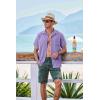 imageCOOFANDY Mens Short Sleeve Casual Button Down Shirts Textured Summer Beach Shirt with PocketLight Purple