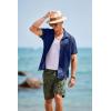 imageCOOFANDY Mens Short Sleeve Casual Button Down Shirts Textured Summer Beach Shirt with PocketNavy Blue