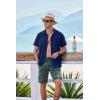 imageCOOFANDY Mens Short Sleeve Casual Button Down Shirts Textured Summer Beach Shirt with PocketNavy Blue