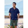 imageCOOFANDY Mens Short Sleeve Casual Button Down Shirts Textured Summer Beach Shirt with PocketNavy Blue
