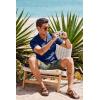 imageCOOFANDY Mens Short Sleeve Casual Button Down Shirts Textured Summer Beach Shirt with PocketNavy Blue
