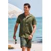 imageCOOFANDY Mens Short Sleeve Casual Button Down Shirts Textured Summer Beach Shirt with PocketOlive Green