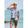 imageCOOFANDY Mens Short Sleeve Casual Button Down Shirts Textured Summer Beach Shirt with PocketWhiteblue Leaves