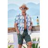 imageCOOFANDY Mens Short Sleeve Casual Button Down Shirts Textured Summer Beach Shirt with PocketWhiteblue Leaves