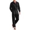 imageCOOFANDY Linen Sets For Men 2 Piece Button Down Shirt Long Sleeve And Casual Beach Drawstring Waist Pants Summer OutfitsBlack