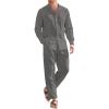 imageCOOFANDY Linen Sets For Men 2 Piece Button Down Shirt Long Sleeve And Casual Beach Drawstring Waist Pants Summer OutfitsDark Grey
