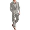 imageCOOFANDY Linen Sets For Men 2 Piece Button Down Shirt Long Sleeve And Casual Beach Drawstring Waist Pants Summer OutfitsLight Grey