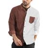 imageCOOFANDY Mens Corduroy Shirt Casual Long Sleeve Button Down Lightweight Jacket Fall Textured ShacketBrown  White