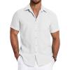 imageCOOFANDY Mens Linen Shirts Short Sleeve Casual Shirts Summer Beach Button Down Shirts with PocketWhite