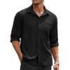 imageCOOFANDY Mens Long Sleeve Button Down Shirts Wrinkle Free Untucked Shirts Casual Dress Shirt for MenBlack