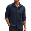 imageCOOFANDY Mens Long Sleeve Button Down Shirts Wrinkle Free Untucked Shirts Casual Dress Shirt for MenDark Blue