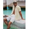 imageCOOFANDY Mens Button Down Short Sleeve Shirts Casual Textured Shirt with Pocket Summer Beach Wedding ShirtsBeige