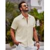 imageCOOFANDY Mens Button Down Short Sleeve Shirts Casual Textured Shirt with Pocket Summer Beach Wedding ShirtsBeige