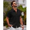 imageCOOFANDY Mens Button Down Short Sleeve Shirts Casual Textured Shirt with Pocket Summer Beach Wedding ShirtsBlack
