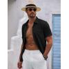 imageCOOFANDY Mens Button Down Short Sleeve Shirts Casual Textured Shirt with Pocket Summer Beach Wedding ShirtsBlack