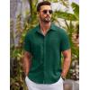 imageCOOFANDY Mens Button Down Short Sleeve Shirts Casual Textured Shirt with Pocket Summer Beach Wedding ShirtsBright Green