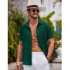 imageCOOFANDY Mens Button Down Short Sleeve Shirts Casual Textured Shirt with Pocket Summer Beach Wedding ShirtsBright Green