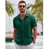imageCOOFANDY Mens Button Down Short Sleeve Shirts Casual Textured Shirt with Pocket Summer Beach Wedding ShirtsBright Green