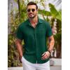 imageCOOFANDY Mens Button Down Short Sleeve Shirts Casual Textured Shirt with Pocket Summer Beach Wedding ShirtsBright Green