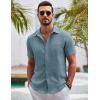 imageCOOFANDY Mens Button Down Short Sleeve Shirts Casual Textured Shirt with Pocket Summer Beach Wedding ShirtsDark Blue