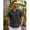 imageCOOFANDY Mens Button Down Short Sleeve Shirts Casual Textured Shirt with Pocket Summer Beach Wedding ShirtsDark Grey