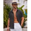 imageCOOFANDY Mens Button Down Short Sleeve Shirts Casual Textured Shirt with Pocket Summer Beach Wedding ShirtsDark Grey