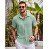 imageCOOFANDY Mens Button Down Short Sleeve Shirts Casual Textured Shirt with Pocket Summer Beach Wedding ShirtsIce Green