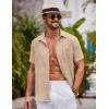 imageCOOFANDY Mens Button Down Short Sleeve Shirts Casual Textured Shirt with Pocket Summer Beach Wedding ShirtsKhaki