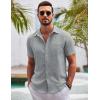 imageCOOFANDY Mens Button Down Short Sleeve Shirts Casual Textured Shirt with Pocket Summer Beach Wedding ShirtsLight Grey