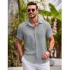 imageCOOFANDY Mens Button Down Short Sleeve Shirts Casual Textured Shirt with Pocket Summer Beach Wedding ShirtsLight Grey