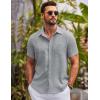 imageCOOFANDY Mens Button Down Short Sleeve Shirts Casual Textured Shirt with Pocket Summer Beach Wedding ShirtsLight Grey