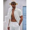 imageCOOFANDY Mens Button Down Short Sleeve Shirts Casual Textured Shirt with Pocket Summer Beach Wedding ShirtsWhite