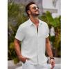 imageCOOFANDY Mens Button Down Short Sleeve Shirts Casual Textured Shirt with Pocket Summer Beach Wedding ShirtsWhite