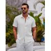 imageCOOFANDY Mens Button Down Short Sleeve Shirts Casual Textured Shirt with Pocket Summer Beach Wedding ShirtsWhite