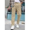 imageCOOFANDY Mens Casual Pants Elastic Waist Drawstring Chino Pants Cotton Twill Trousers with PocketsA Pale Khaki