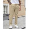 imageCOOFANDY Mens Casual Pants Elastic Waist Drawstring Chino Pants Cotton Twill Trousers with PocketsA Pale Khaki