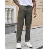imageCOOFANDY Mens Casual Pants Elastic Waist Drawstring Chino Pants Cotton Twill Trousers with PocketsArmy Green