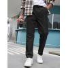 imageCOOFANDY Mens Casual Pants Elastic Waist Drawstring Chino Pants Cotton Twill Trousers with PocketsBlack