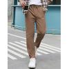 imageCOOFANDY Mens Casual Pants Elastic Waist Drawstring Chino Pants Cotton Twill Trousers with PocketsBrown