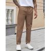 imageCOOFANDY Mens Casual Pants Elastic Waist Drawstring Chino Pants Cotton Twill Trousers with PocketsBrown
