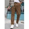 imageCOOFANDY Mens Casual Pants Elastic Waist Drawstring Chino Pants Cotton Twill Trousers with PocketsCoffee
