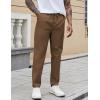 imageCOOFANDY Mens Casual Pants Elastic Waist Drawstring Chino Pants Cotton Twill Trousers with PocketsCoffee