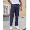 imageCOOFANDY Mens Casual Pants Elastic Waist Drawstring Chino Pants Cotton Twill Trousers with PocketsIndigo